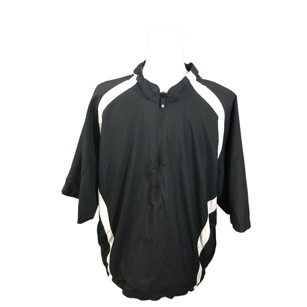 FootJoy Golf Mens Windbreaker Jacket Black And White Large